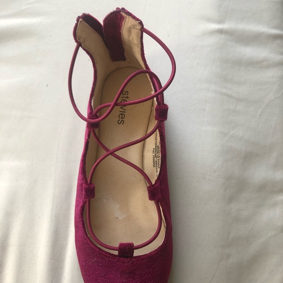 Velvet criss cross tie ballet flats - Picture 2 of 3
